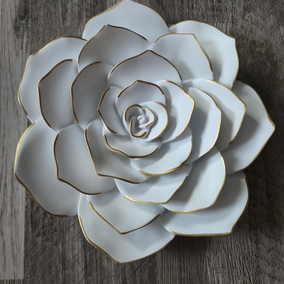 Brewster Home Fashions Rosetta White & Gold 3D Rose Wall Art Set of 3 - Picture 5 of 14